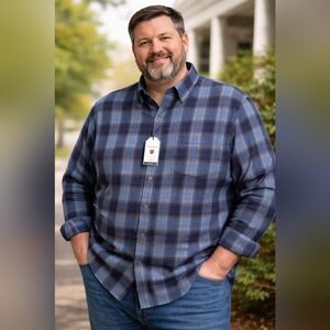 Roundtree & Yorke Portuguese Flannel Shirt 3XT Big Tall Plaaid ButtonDownMensNWT